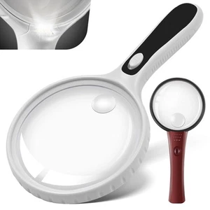 HUlBOER Large Magnifying Glass with Light 2 PCS, 3X 10X 20X Handheld Magnifie... - Picture 1 of 7