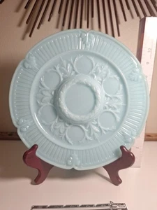 Antique Porteiux Vallerysthal France Blue Opaline Serving Platter Dish Oyster? - Picture 1 of 13