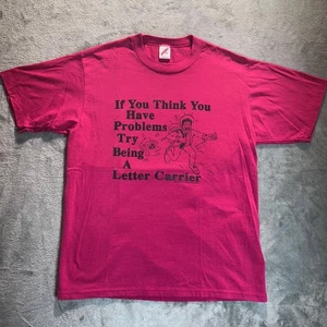 Vintage Postal Parody T-Shirt 80er Postbote Grafik Tee Einzelnaht 1989 - Bild 1 von 11