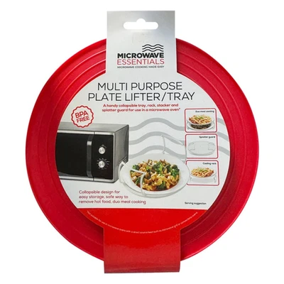 Microwave Essentials Multi Purpose Plate Lifter Tray Food Splatter Cover Stacker - Image 1 of 3