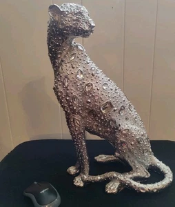 Atemberaubende Silber Schmuck Sammlerstück Kristall Akzente Dekor Panther XLStatue #116G - Bild 1 von 7