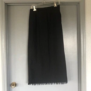 Eddie Bauer Damen Größe 10 Schwarz Wollmischung Gefüttert Maxirock Fransen Taschen Reißverschluss - Bild 1 von 6