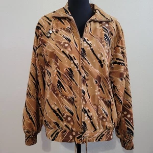 Oleg Cassini Vintage Women's Multicolor Abstract Long Sleeve Zip Jacket Sz Small - Picture 1 of 14