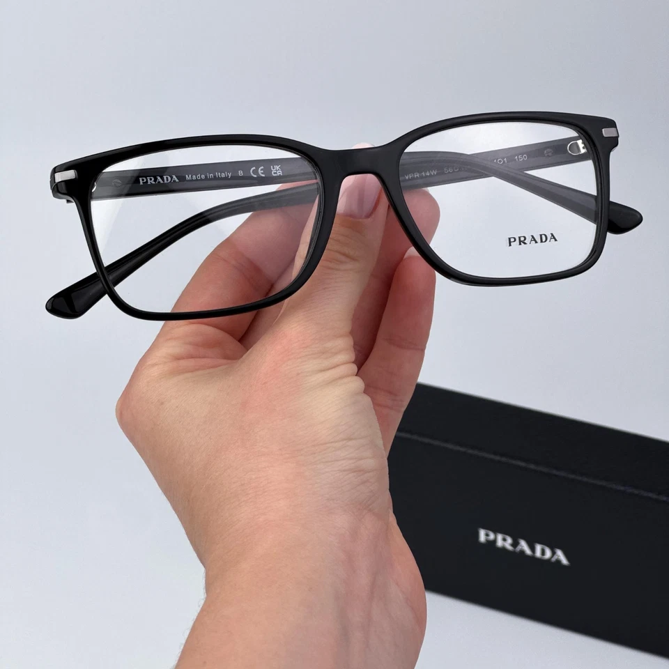 PRADA Eyeglass Frames PR 14wv 1ab Black for Men Women Size 56mm