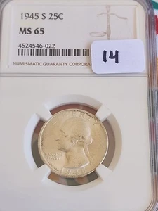 1945 S Washington Silver Quarter 25C NGC MS 65 - Picture 1 of 4