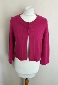 FAB Monsoon Bright Pink 3/4 Sleeve Cardigan Size 8 VGC with Cashmere Angora Wool - Picture 1 of 6