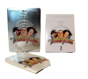 Three Stooges 75th Anniversary Collector’s Ed 3 DVD Disc Booklet Set Tin Box - Picture 1 of 10