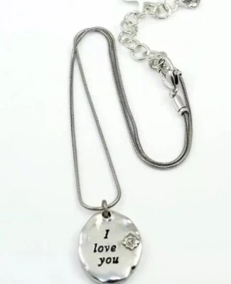 NUEVO CON ETIQUETAS BRIGHTON Cristal Flor "Te Amo" Colgante Collar Reversible Con Bolsa Foto 1 de 4