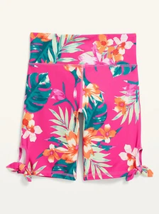 Old Navy Kid Girls High-Waisted PowerSoft Side-Tie Biker Shorts Pink Size Small - Picture 1 of 2