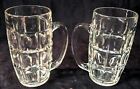 2 Clear Glass Dimple Thumbprint Beer Mugs - Dominion Glass 12 oz