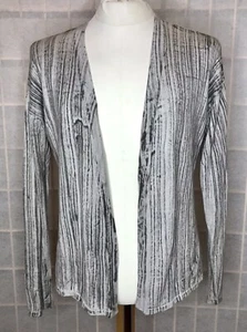 Belldini Cardigan Sweater Sm Open Front Gray Black Stripe Lt Weight Cotton Blend - Picture 1 of 9