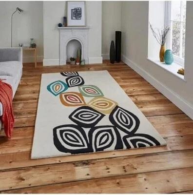 Hand-tufted Mordern Rug Black and White and Multicolour Rug Beautiful Rug Any - Image 1 of 4