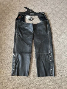 Victory Motorcycle Leather Chaps (SIZE: 2XL) (Overall length 46inchs) - Bild 1 von 6