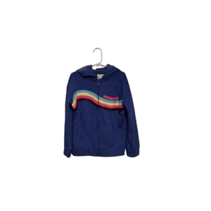 Giacca felpa con cappuccio 5/6 bambino posto bambina full zip blu arcobaleno manica lunga - Foto 1 di 5