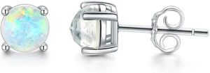 STUNNING Opal Earrings 18k White Gold Plated Beautiful Stud Earrings for Women - Picture 1 of 5