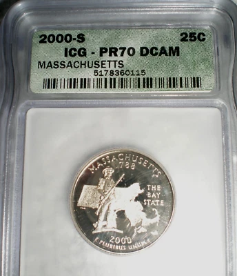 2000-S MASSACHUSETTS QUARTER ~ PROOF70 DCAM - Image 1 of 4