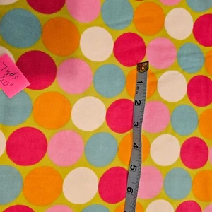 7 YARD 20" CIRCLE LARGE POLKA DOT FLANNEL FABRIC~SEWING RAG QUILT ORANGE WHITE - Picture 1 of 4
