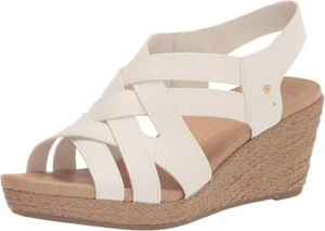 Dr. Scholl's Everlasting White Smooth Open Toe Slingback Wedge Espadrille Sandal - Picture 1 of 6