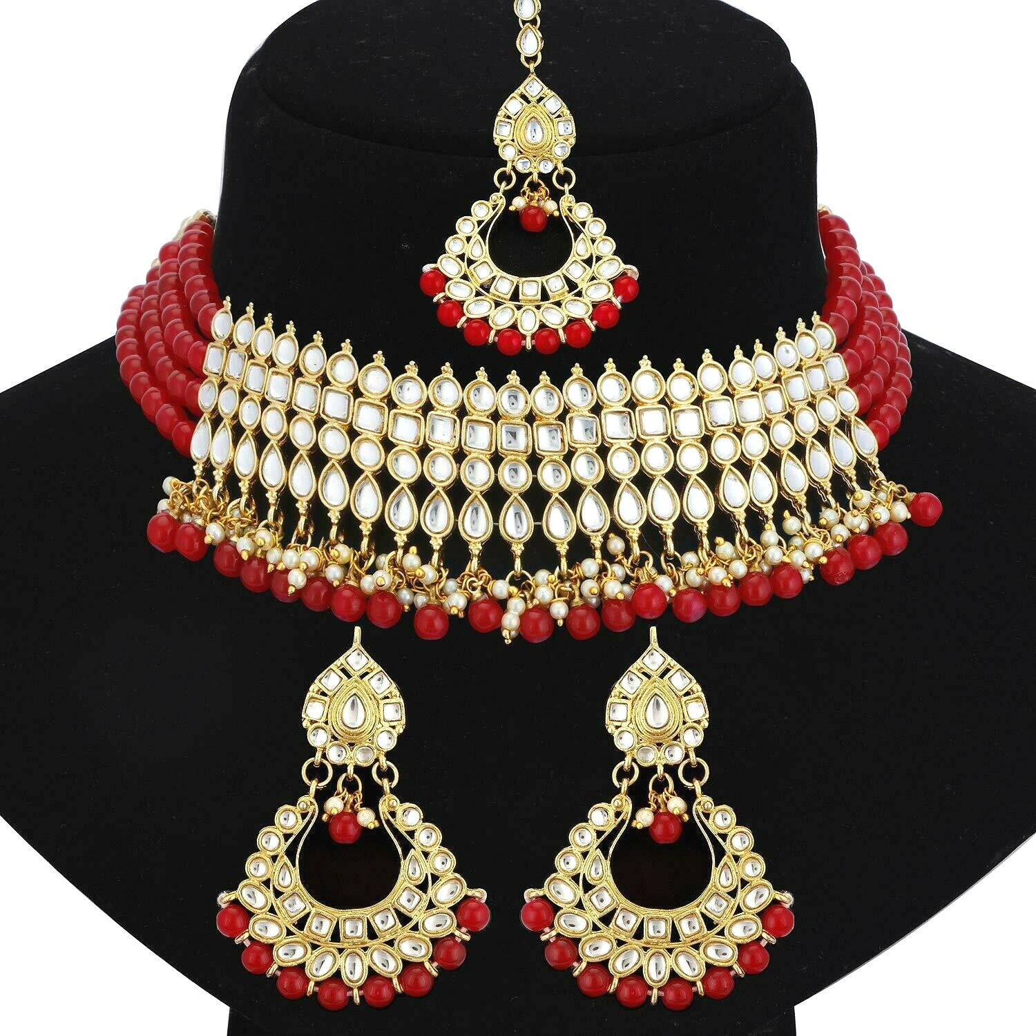 Kundan Pearl Fancy Choker Necklace Set 
