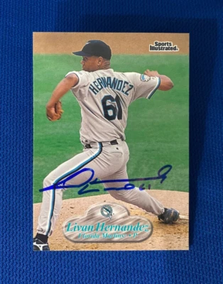 1998 FLEER SI LIVAN HERNANDEZ FL MARLINS AUTOGRAPHED SIGNED CARD #59 W/COA - Image 1 of 2