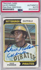 Tarjeta firmada de novato Dave Parker PSA/DNA 1974 Topps autógrafo RC Cobra Pirates - Imagen 1 de 1