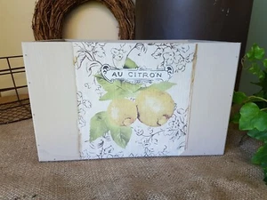 HAND MADE CITRON WOODEN COUNTRY STORAGE BOX CRATE - Picture 1 of 3