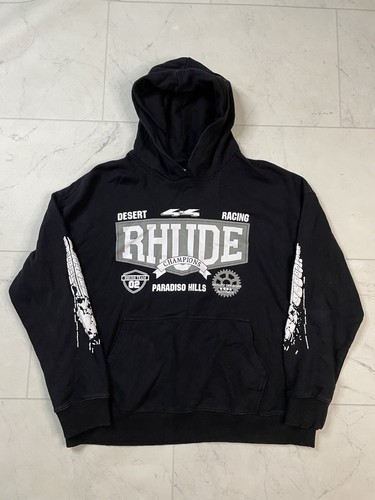 Felpa con cappuccio Rhude Desert Racing 4x4 nera grafica taglia XL autentica