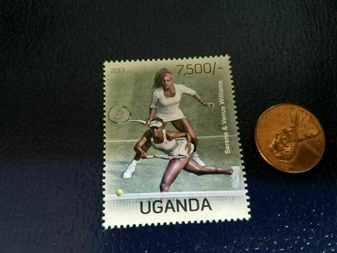 Serena & Venus Williams Tennis Star Olympics 2013 Uganda Perforated Stamp Cover