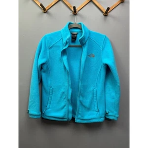 North Face Jacket girls size 10/12 blue fleece medium BROKEN ZIPPER - Picture 1 of 9