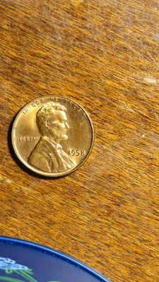 1958 RARE DDO LINCOLN WHEAT CENT UNUSUAL DDO CHIN LAPEL DATE MOTTO BEAUTIFUL RED - Image 1 of 4