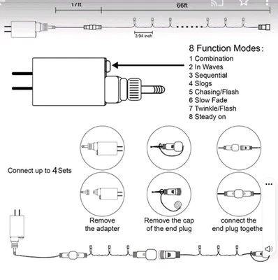 80ft String Lights 200 LED Bright Whites  with 8 Modes Timer Dimmable  - Image 1 of 4