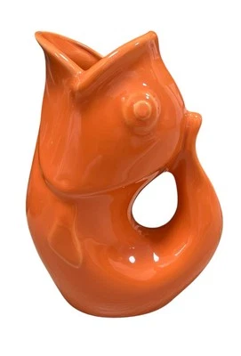 2006 Gurgle Pot Koi Fish Pitcher Orange 9.5" - Image 1 of 4