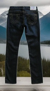 True Religion Jeans -Red Orange Stitch-Lonestar Dark -Size 26- NWOT $189 - Picture 1 of 8
