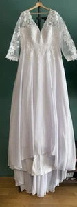 Brautkleid, Hochzeitskleid - Boho Spitzenkleid, V-Ausschnitt, Größe 50- NEU - Bild 1 von 10