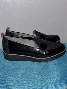 Franco Sarto Loafers Womens 7.5M Cassandra Black Faux Patent Leather Slip On  - Picture 1 of 4