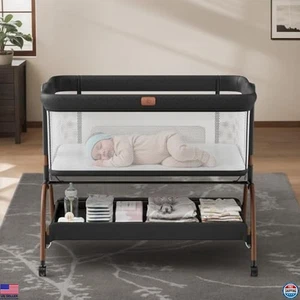 3-in-1 Baby Stubenwagen Nachttisch, höhenverstellbar, Vollnetzseiten, - Bild 1 von 6
