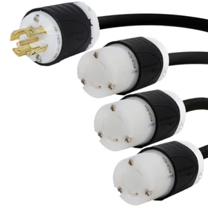 L21-30P to 3x L6-30R Splitter Cord 10 ft, 20A/208V 12 AWG - Iron Box IBX-2115 - Picture 1 of 1