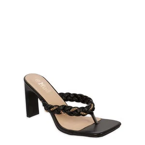Mudd Braided Strap Classic High Heel Sandals Women's Size 9 Black Synthetic - Picture 1 of 5