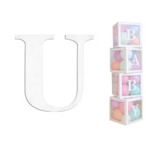 White Cardboard Letter U For Balloon Boxes Pack of 2 Baby Shower Party - Picture 1 of 3