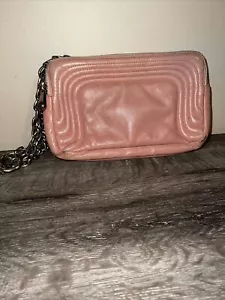 HENRI BENDEL Pink Leather Quilted Camera Bag Crossbody Convertible Chain Strap - Picture 1 of 4