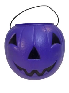 Vtg Purple Halloween Pumpkin Blow Mold Pail Bucket Trick treat USA - Picture 1 of 2