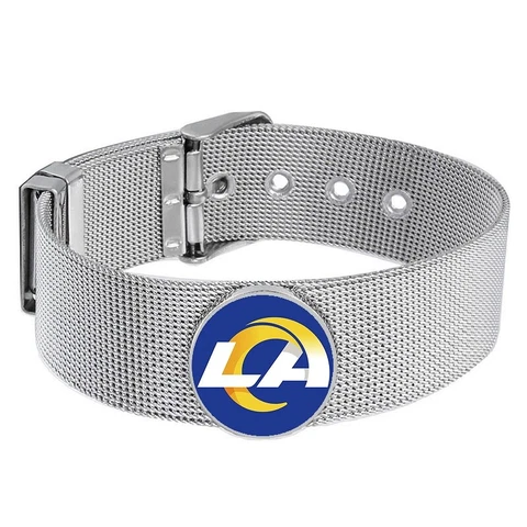 Los Angeles LA Rams Mens Womens Silver Adjustable Bracelet w Gift Pkg D6 Cover