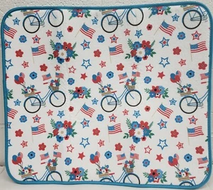 Tappetino asciugapiatti reversibile (16"x19") PATRIOTTICO, BANDIERE USA, FIORI E BICI, RHH - Foto 1 di 17