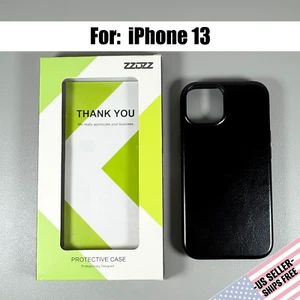 Case for iPhone 13 - Luxury Black | Faux Leather | Magnetic | Silky Smooth - Picture 1 of 16