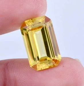 AAA + Pietra preziosa sciolta giallo naturale zaffiro di Ceylon taglio taglio smeraldo certificato GIT - Foto 1 di 6