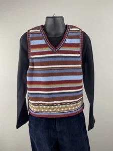 Hanna Andersson Unisex Sweater Vest 100 Size 4 Fair Isle Stripes Nordic Knit - Picture 1 of 5