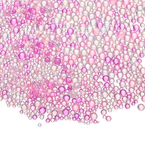Iridescent Tiny Glass Bubble Beads, Φ0.4-3mm 20g No Hole, Round, Pink,2pcs - Picture 1 of 6