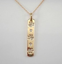 2.00 Ct Round Cut Moissanite Paw Print Dog Tag Pendant In 14K Yellow Gold Plated