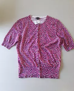 Nuevo con etiquetas Ann Taylor Cárdigan Suéter Mujer XS Mangas Cortas Delgado Tejido Mezcla de Algodón - Imagen 1 de 10