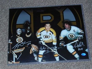 Bruins Autografiado 11x14 Firmado Cheevers, Bucyk, O'Reilly JSA Autenticado - Imagen 1 de 1